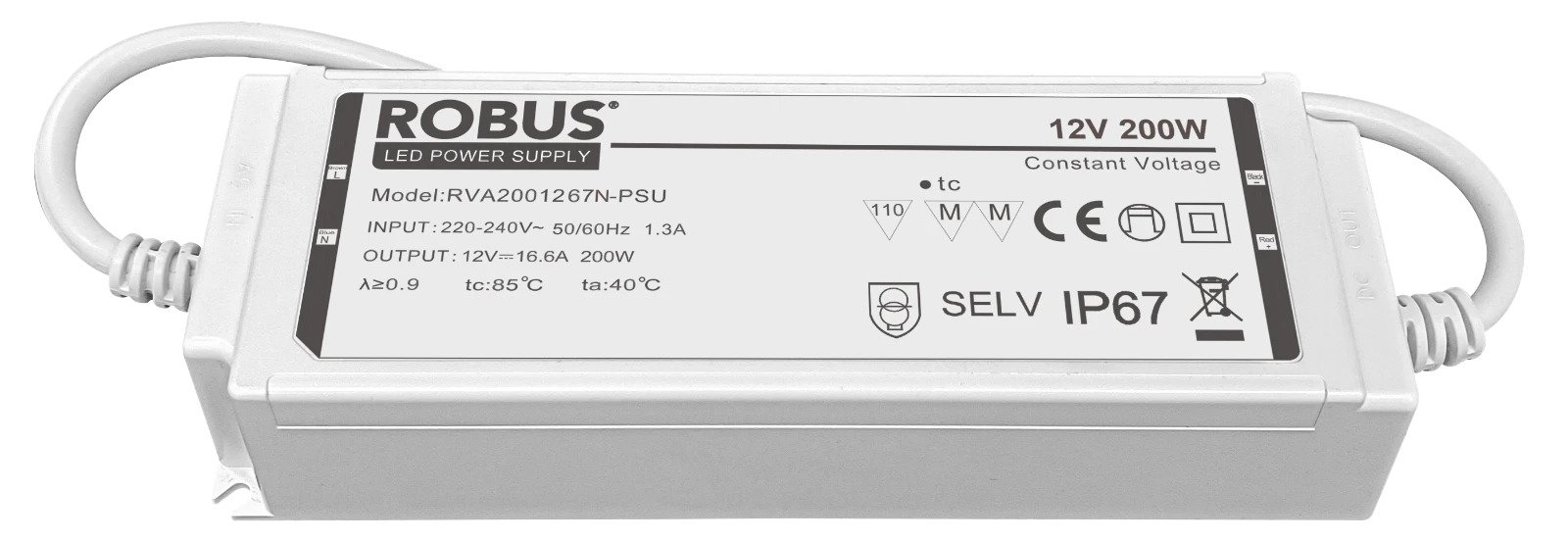 VEGAS 200W, 12V, IP66 constant voltage driver, non dimmable