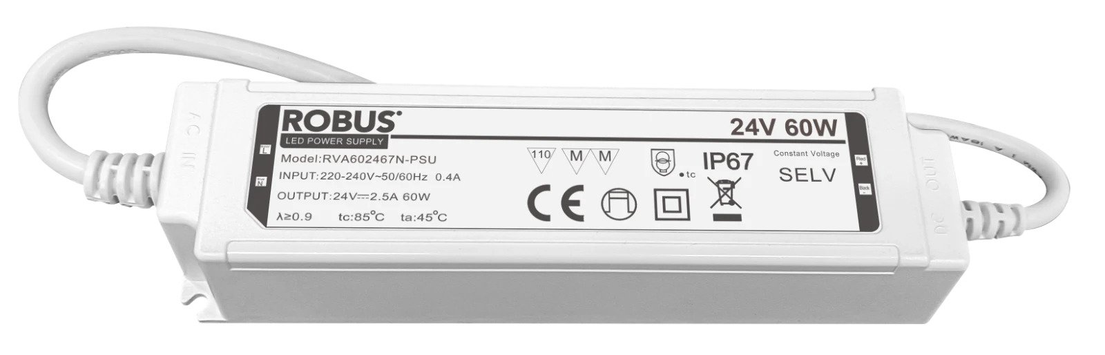 VEGAS 60W, 24V, IP67 constant voltage driver, non dimmable