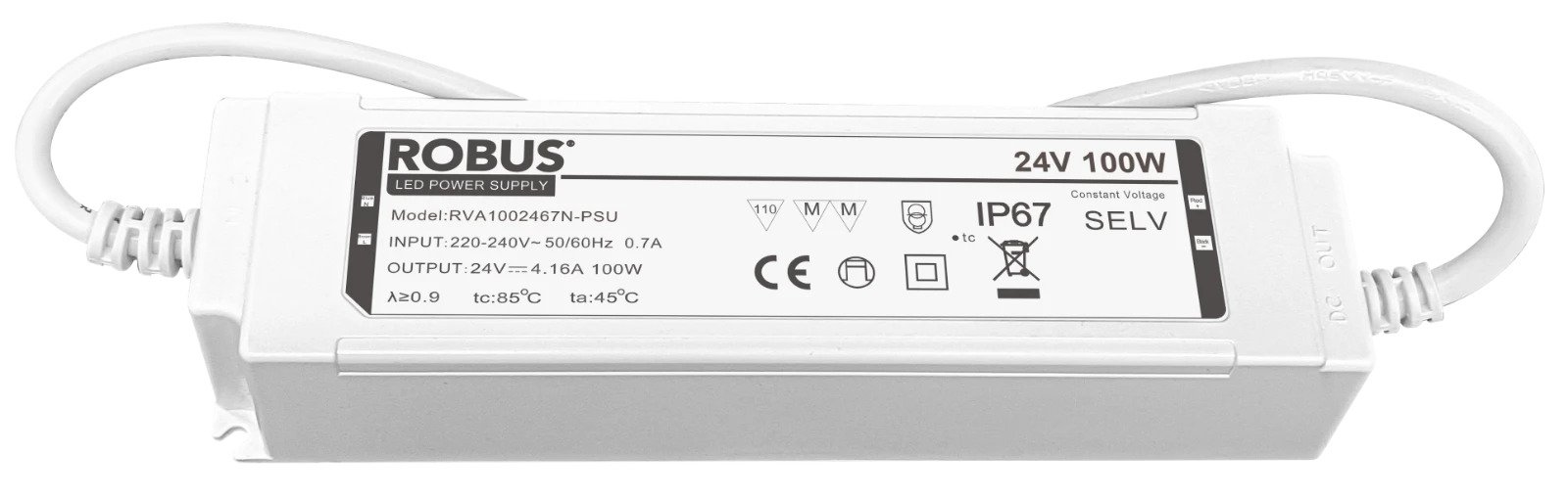 VEGAS 100W, 24V, IP67 constant voltage driver, non dimmable